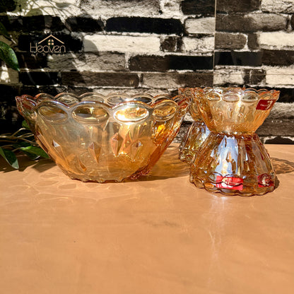 Deli® Imported 7-Piece Golden Glass Fruit & Dessert Bowl Set - GD125B/L7HA - 248mm/115mm