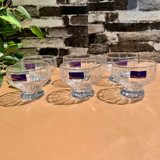 Delisoga® 6 - Piece Clear Glass Dessert Bowls – Elegant Serving Bowls for Ice Cream, Pudding & Sweets - JS2039