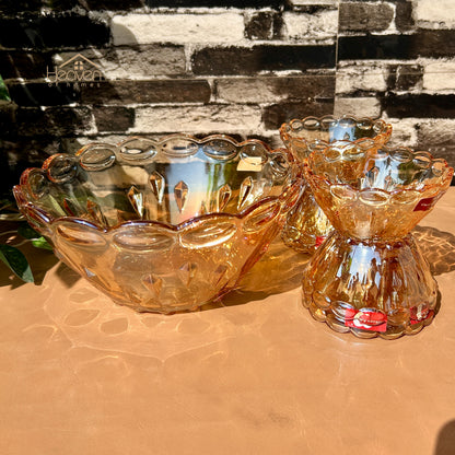 Deli® Imported 7-Piece Golden Glass Fruit & Dessert Bowl Set - GD125B/L7HA - 248mm/115mm