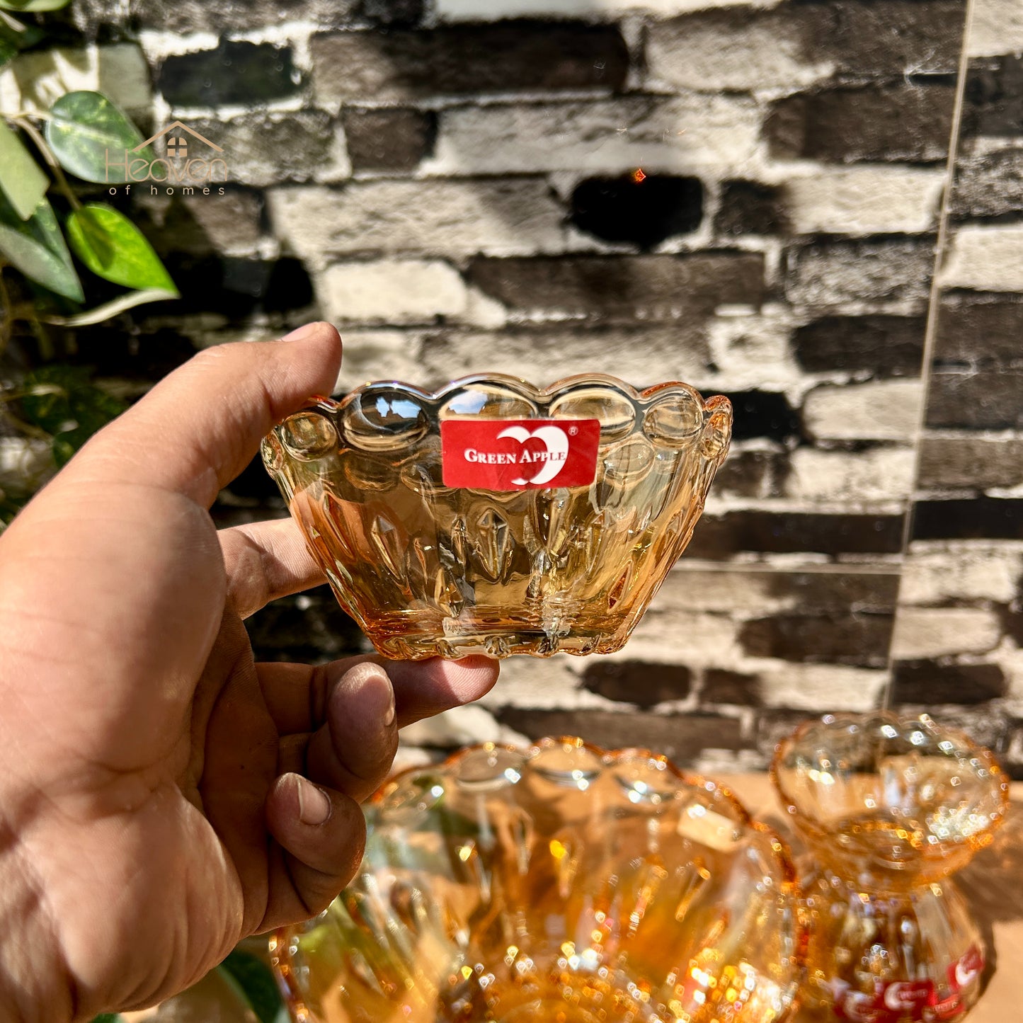 Deli® Imported 7-Piece Golden Glass Fruit & Dessert Bowl Set - GD125B/L7HA - 248mm/115mm