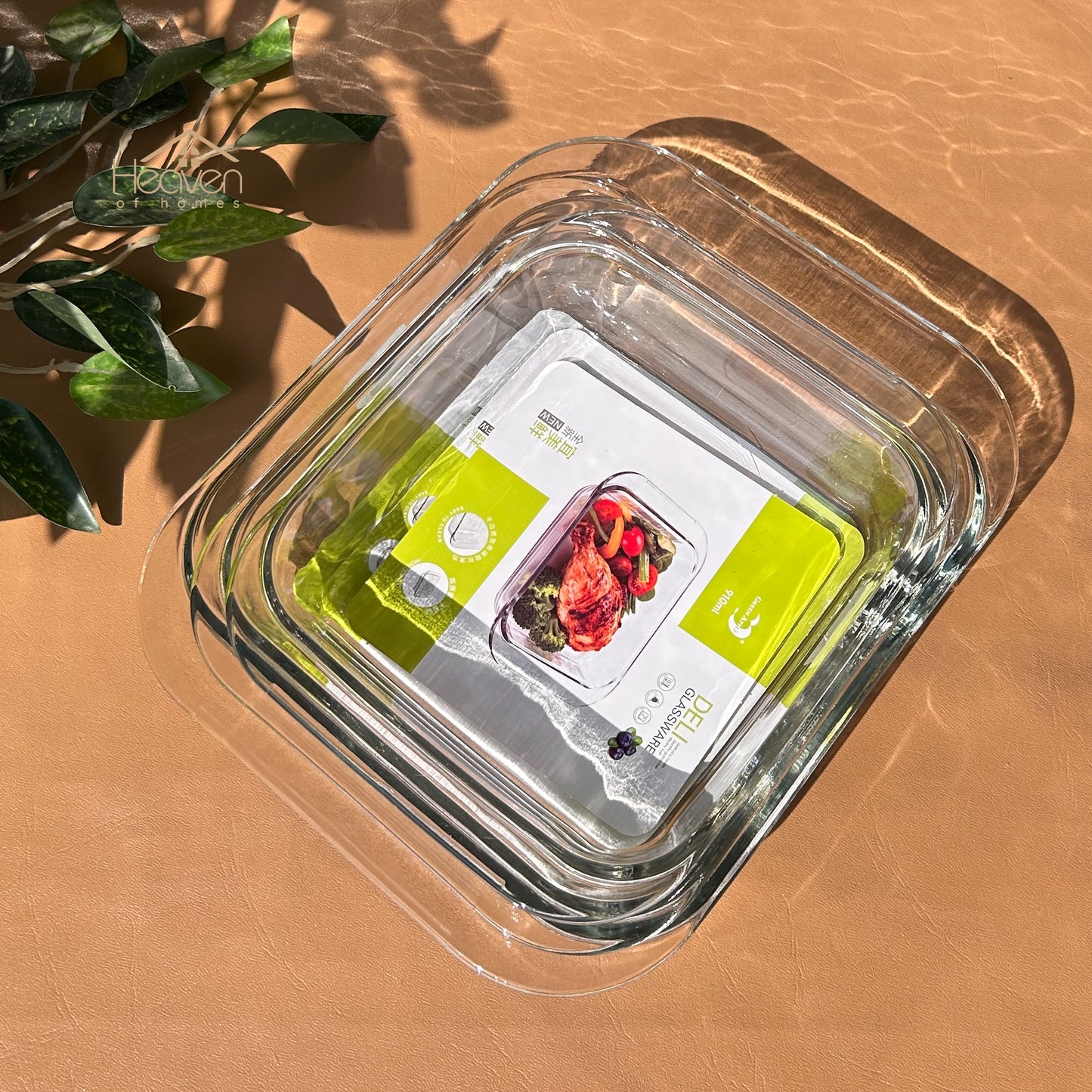 Deli® Set of 3 Square Serving Dishes – Modern Tableware for Serving - 910ml/1.31L/1.5L