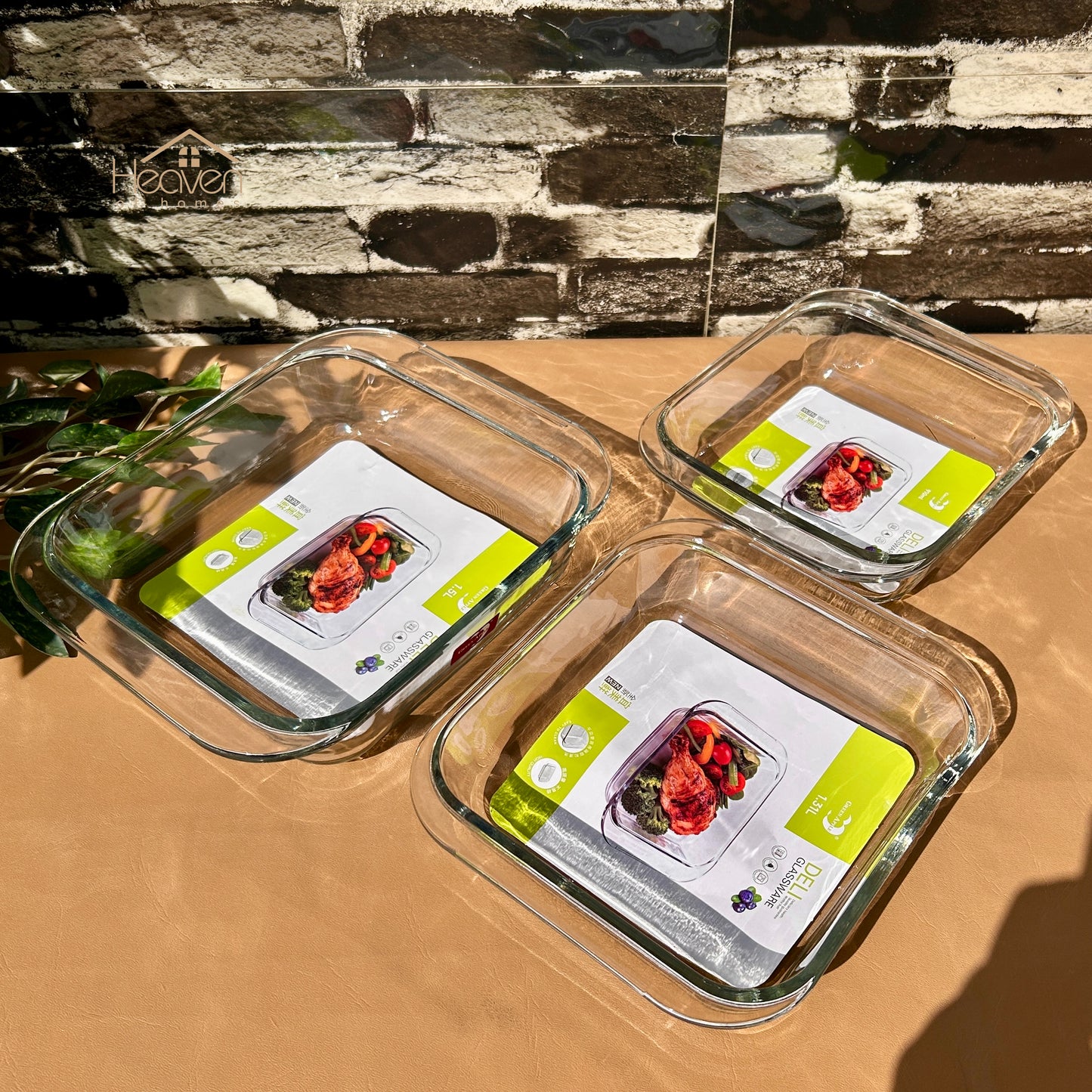 Deli® Set of 3 Square Serving Dishes – Modern Tableware for Serving - 910ml/1.31L/1.5L