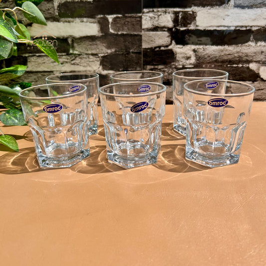 Omroc 6-Piece Clear Glassware Set – 300ml Everyday Drinking Glasses for Beverages, Juice & More