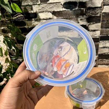 Deli® 3-Piece Clear Glass Round Bowls with Airtight Lids – Food Storage Containers - 400ml/630ml/950ml