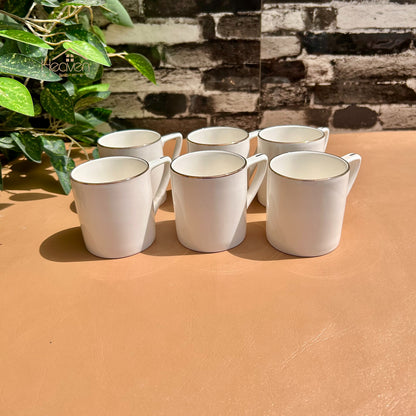 Heaven®  6-piece Bone China Coffee & Tea Cups Set with Golden Rim– 200ML Elegant & Durable