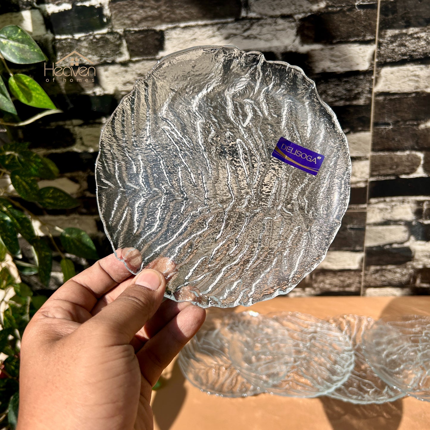 Delisoga® Set of 6 Clear Glass Quarter Plates – Elegant & Durable - PO3-7E