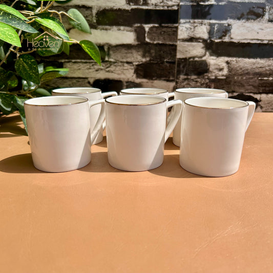 Heaven®  6-piece Bone China Coffee & Tea Cups Set with Golden Rim– 200ML Elegant & Durable