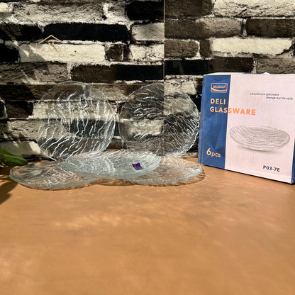 Delisoga® Set of 6 Clear Glass Quarter Plates – Elegant & Durable - PO3-7E