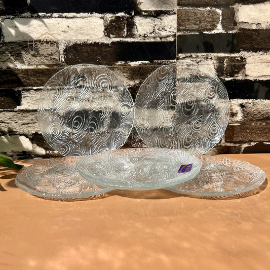 Delisoga® Set of 6 Clear Glass Quarter Plates | Perfect for Snacks & Desserts - PO3-7B