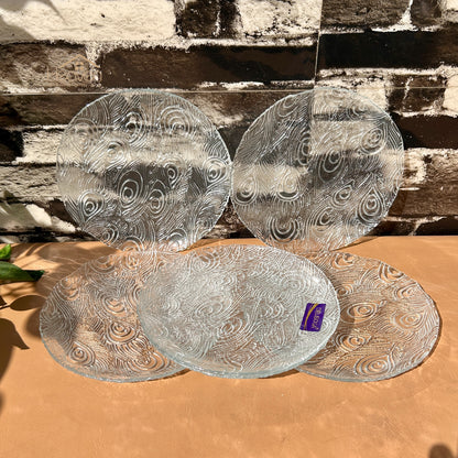 Delisoga® Set of 6 Clear Glass Quarter Plates | Perfect for Snacks & Desserts - PO3-7B