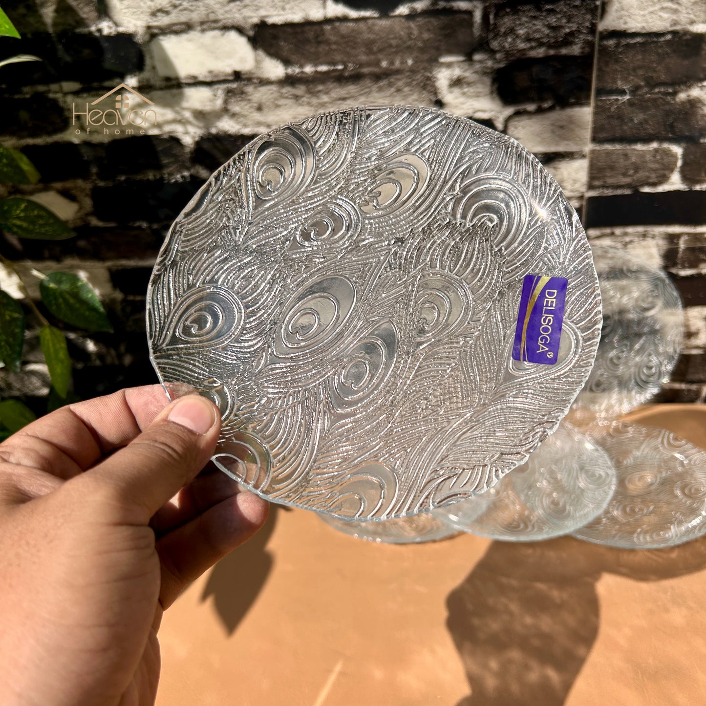 Delisoga® Set of 6 Clear Glass Quarter Plates | Perfect for Snacks & Desserts - PO3-7B