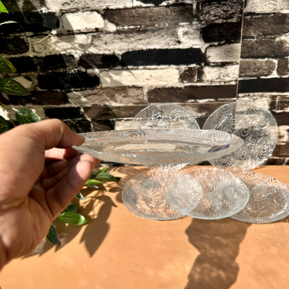 Delisoga® Set of 6 Clear Glass Quarter Plates | Perfect for Snacks & Desserts - PO3-7B