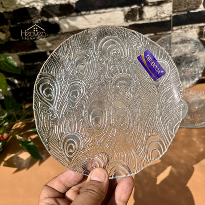 Delisoga® Set of 6 Clear Glass Quarter Plates | Perfect for Snacks & Desserts - PO3-7B