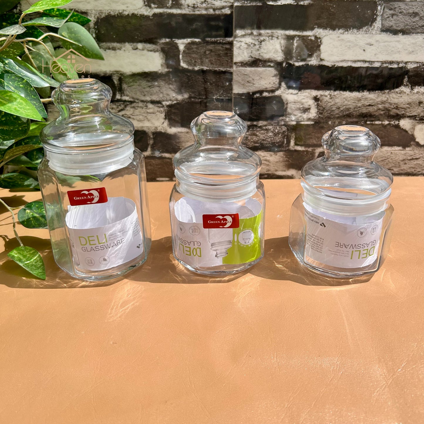 Deli® Imported Set of 3 Glass Jar Set - 400ml/430ml/725ml – Clear Glass Storage Containers for Kitchen & Pantry Organization