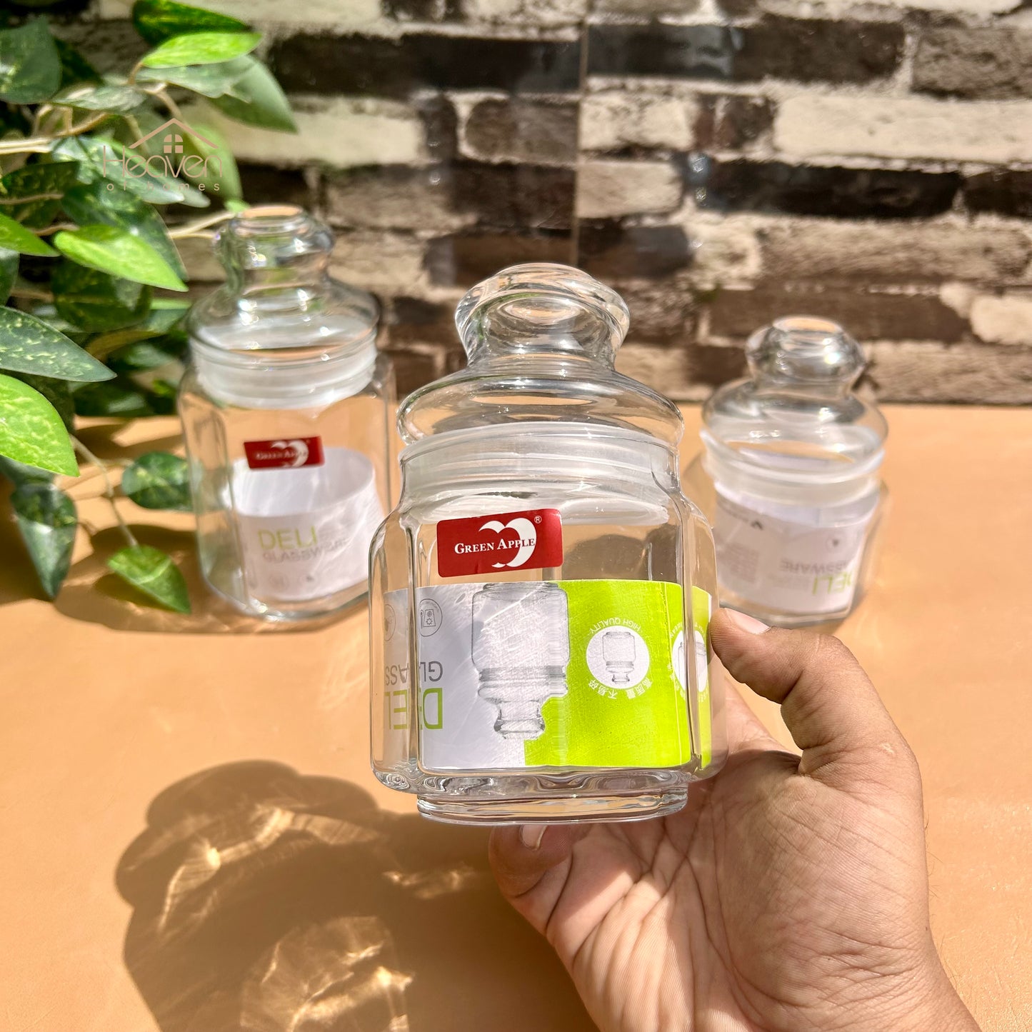 Deli® Imported Set of 3 Glass Jar Set - 400ml/430ml/725ml – Clear Glass Storage Containers for Kitchen & Pantry Organization