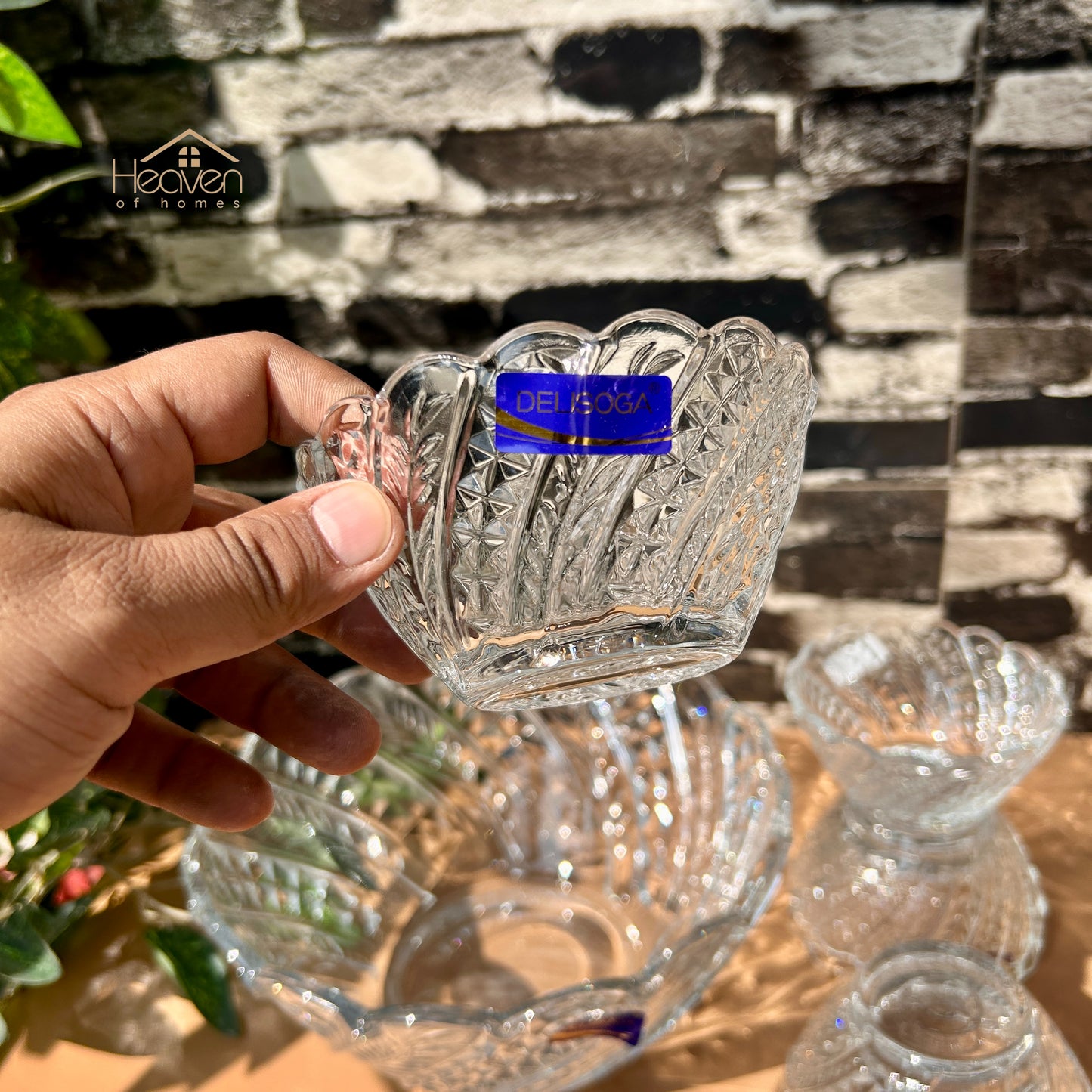 Delisoga® 7-Piece Clear Glass Fruit & Dessert Bowl Set – Transparent Premium Glassware with Elegant Design