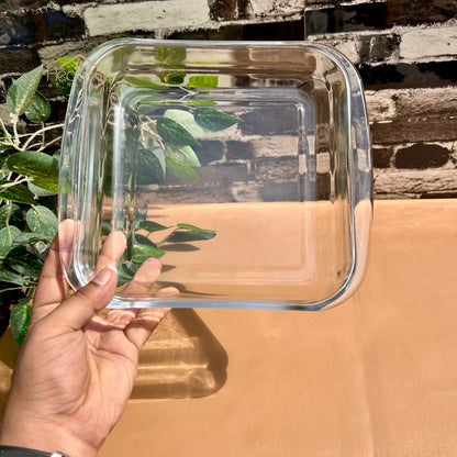 Heaven Imported Square Serving Dish Clear Glass 10 Inches Microwave Safe