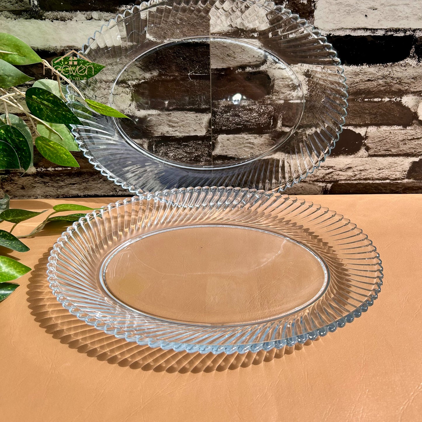 Set of 2 Diamond Glass Serving Dishes Transparent Glass 11 Inches Rice Dishes
