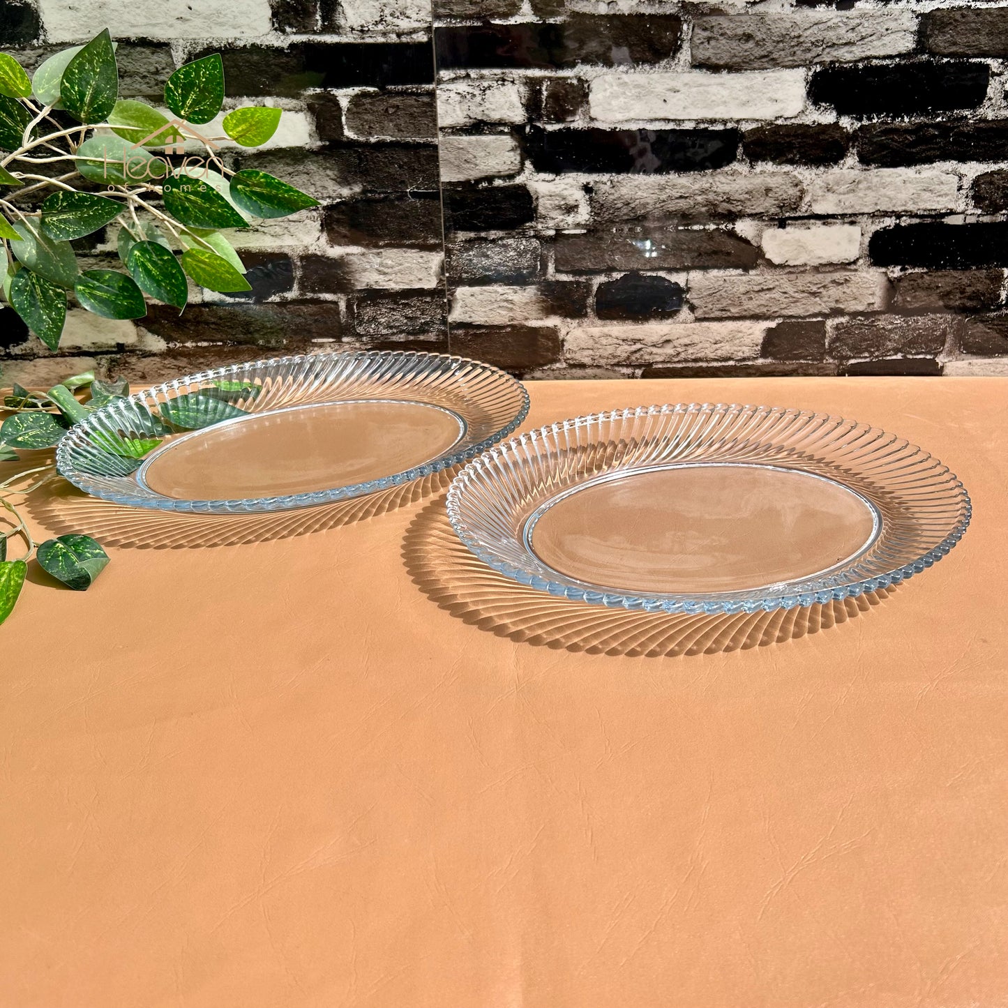 Set of 2 Diamond Glass Serving Dishes Transparent Glass 11 Inches Rice Dishes