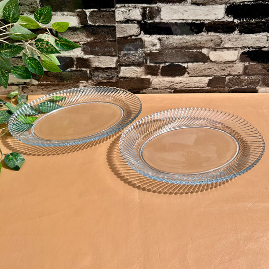 Set of 2 Diamond Glass Serving Dishes Transparent Glass 11 Inches Rice Dishes
