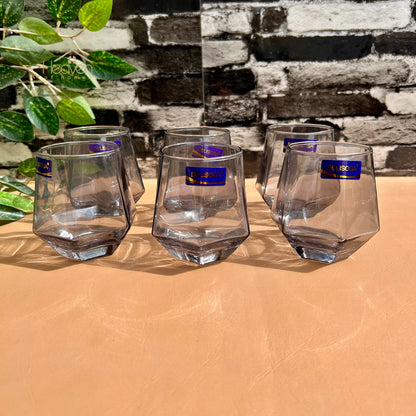Delisoga® 6-Piece Diamond-Shaped Glass Water Set – 340 ml Clear Transparent Premium Glassware