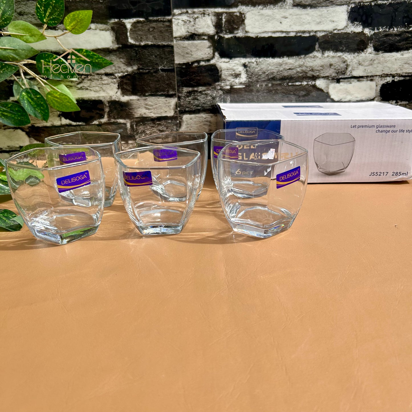 Delisoga® Set of 6 Transparent Glass Tumblers – 285ml Classic Clear Drinking Glasses for Water & Juice - JS5217