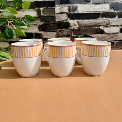 Heaven® Set of 6 Designer Printed Bone China Tea & Coffee Cups – 205 ml Lightweight & Elegant