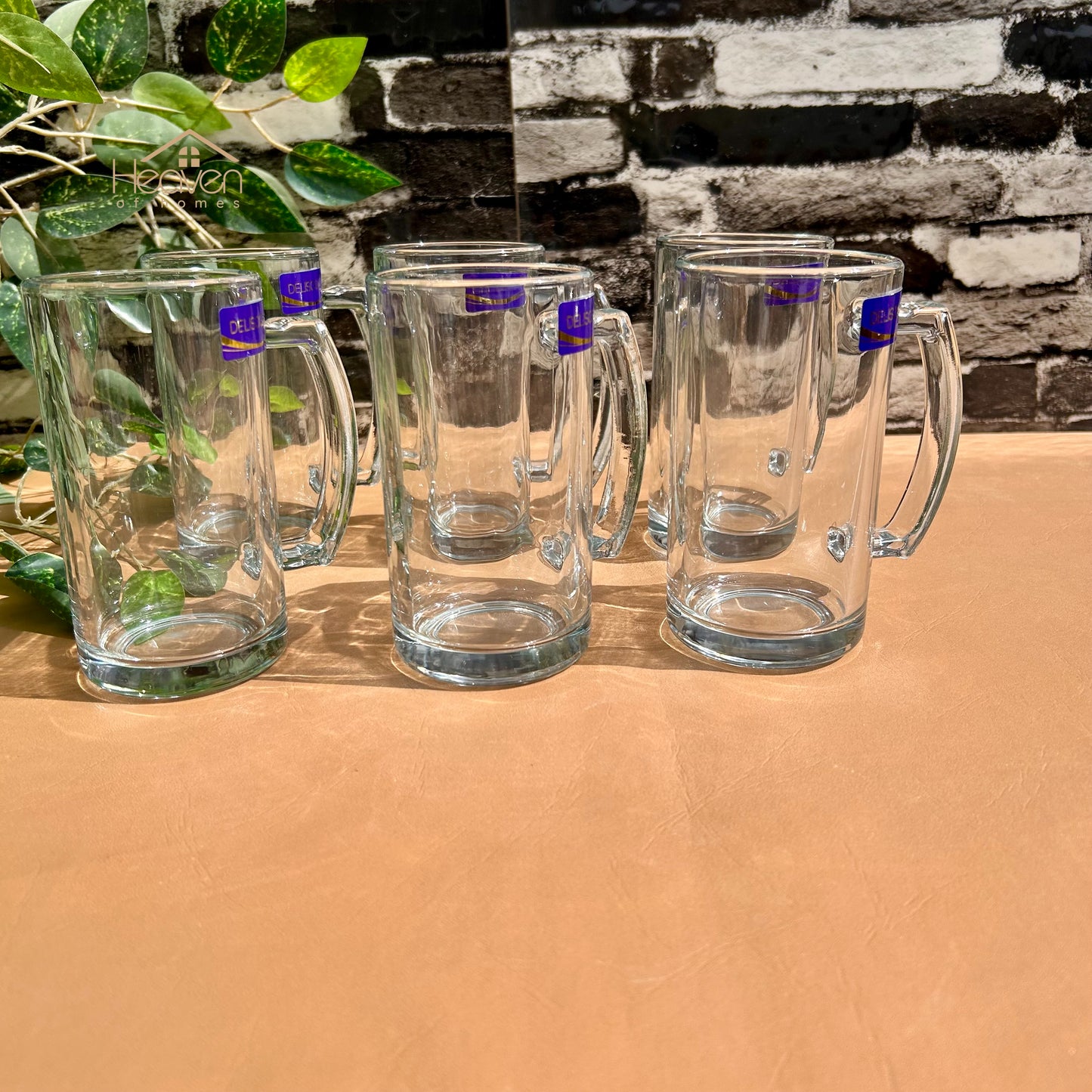 Delisoga® 6-Peice 400ml Glass Mugs – Ideal for Juice, Milkshakes & Cold Beverages ZB500A