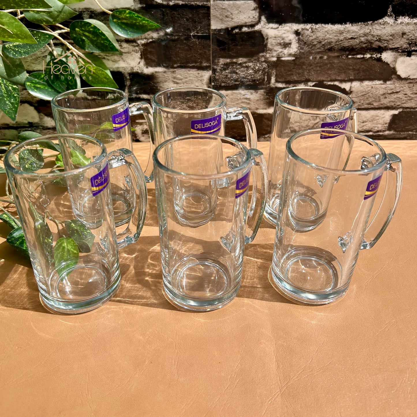 Delisoga® 6-Peice 400ml Glass Mugs – Ideal for Juice, Milkshakes & Cold Beverages ZB500A