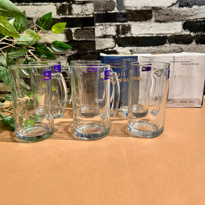 Delisoga® 6-Peice 400ml Glass Mugs – Ideal for Juice, Milkshakes & Cold Beverages ZB500A