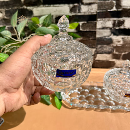 Delisoga® Candy Dish Set of 3 Elegant Candy Jars with Glass Tray for Sweets & Treats