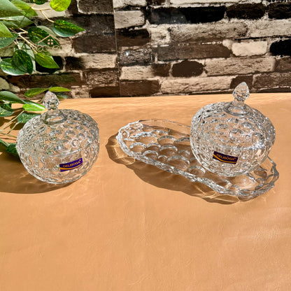 Delisoga® Candy Dish Set of 3 Elegant Candy Jars with Glass Tray for Sweets & Treats