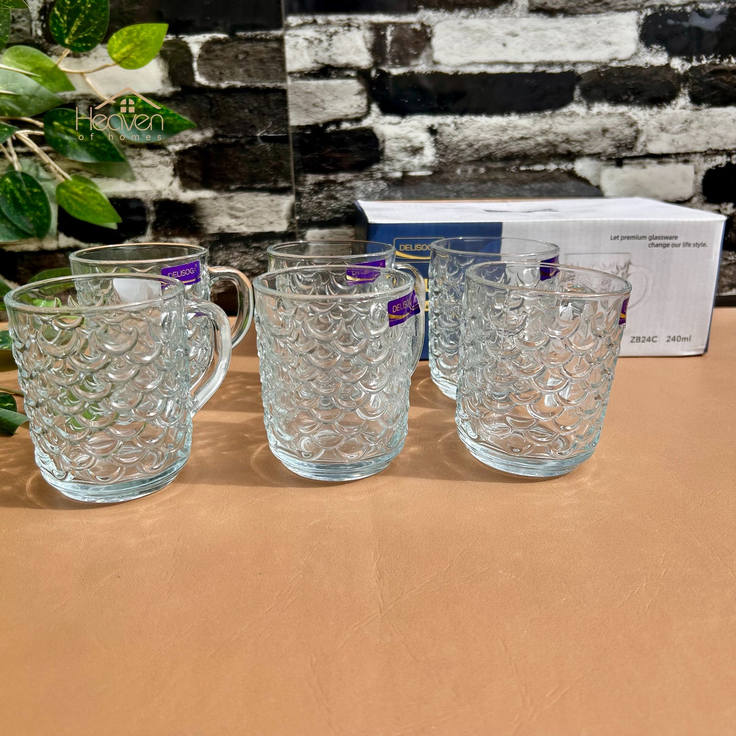 Delisoga® 6-Peice 240ml Clear Glass Mugs – Tea, Coffee & Green Tea Drinkware