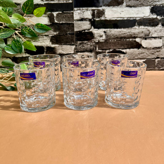 Delisoga® Set of 6 Bubble Design Clear Glass Tumblers – 340ml Transparent Drinking Glasses - KB245A