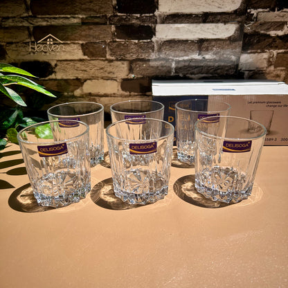 Delisoga® Drinkware Glasses Set - 6-Piece Everyday Collection | Elegant 300 ml Tumblers Craft - Heaven of homes - Sale Pakistan