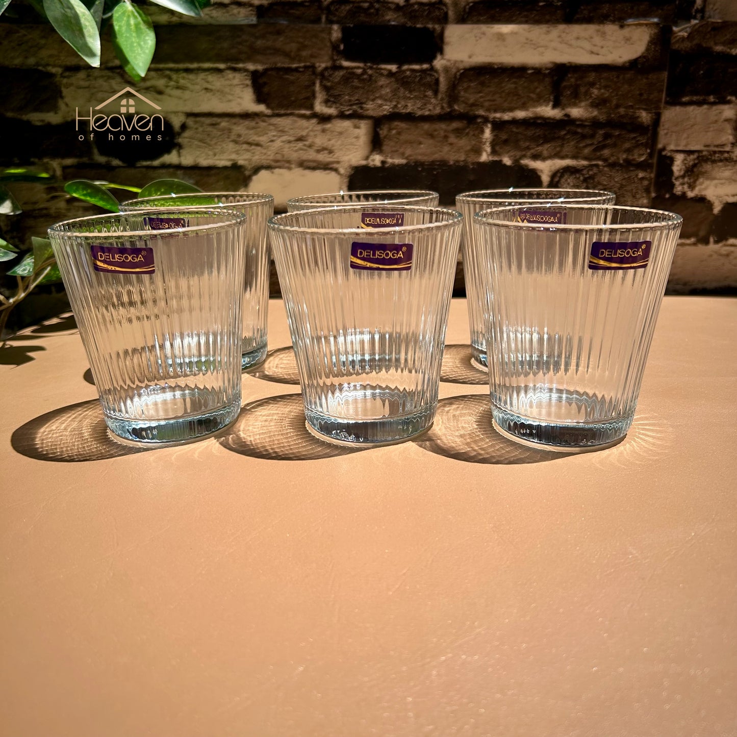 Delisoga® Lining Drinking Glasses Set - 6-Piece Everyday Collection | Elegant 320 ml Tumblers - Heaven of homes - Sale Pakistan