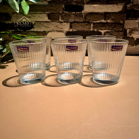 Delisoga® Lining Drinking Glasses Set - 6-Piece Everyday Collection | Elegant 320 ml Tumblers - Heaven of homes - Sale Pakistan