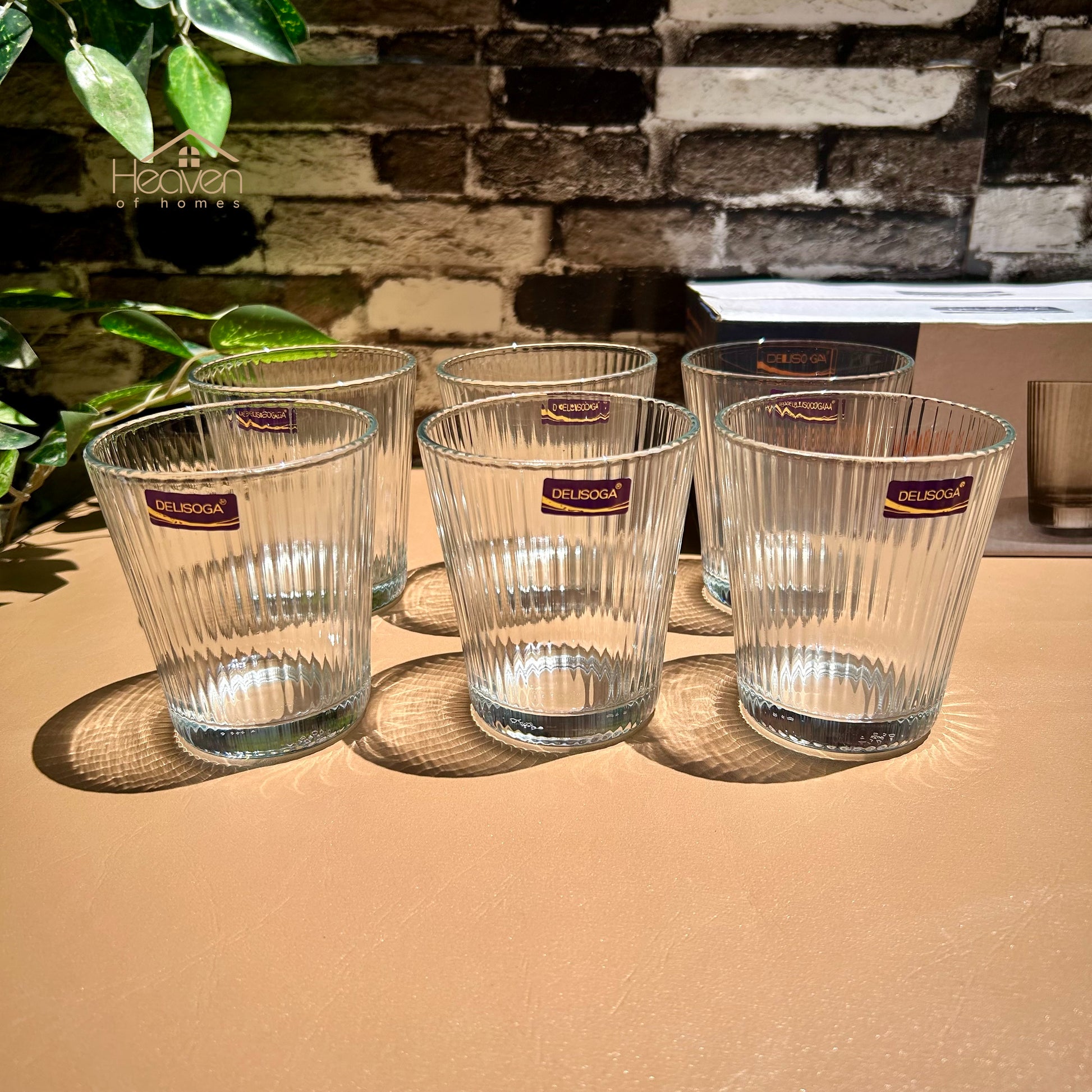 Delisoga® Lining Drinking Glasses Set - 6-Piece Everyday Collection | Elegant 320 ml Tumblers - Heaven of homes - Sale Pakistan