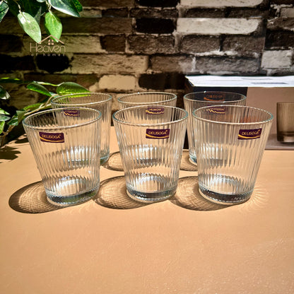 Delisoga® Lining Drinking Glasses Set - 6-Piece Everyday Collection | Elegant 320 ml Tumblers - Heaven of homes - Sale Pakistan