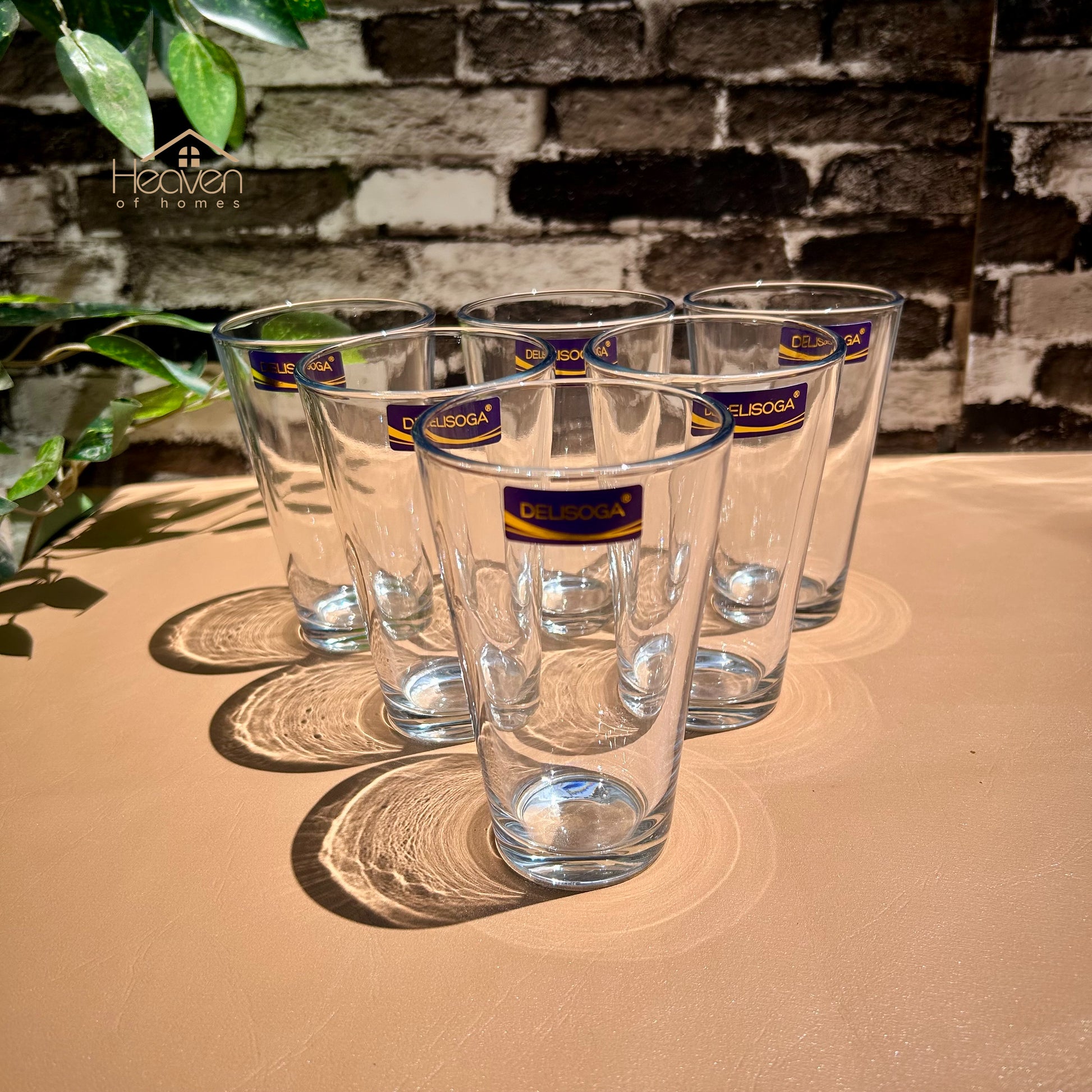 Delisoga® Plain Drinking Glasses Set - 6-Piece Everyday Collection | Elegant 320 ml Tumblers - Heaven of homes - Sale Pakistan