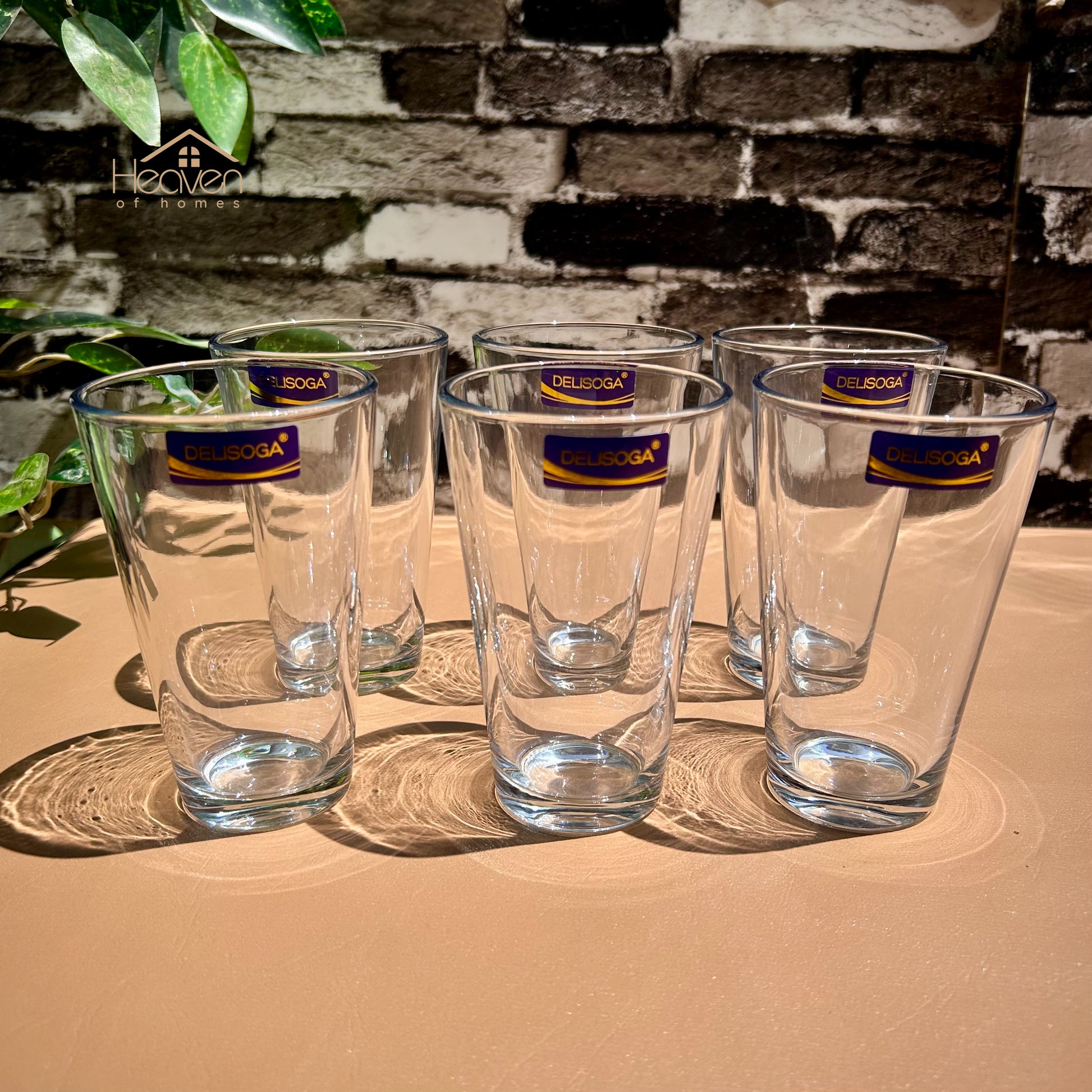 Delisoga® Plain Drinking Glasses Set - 6-Piece Everyday Collection | Elegant 320 ml Tumblers - Heaven of homes - Sale Pakistan