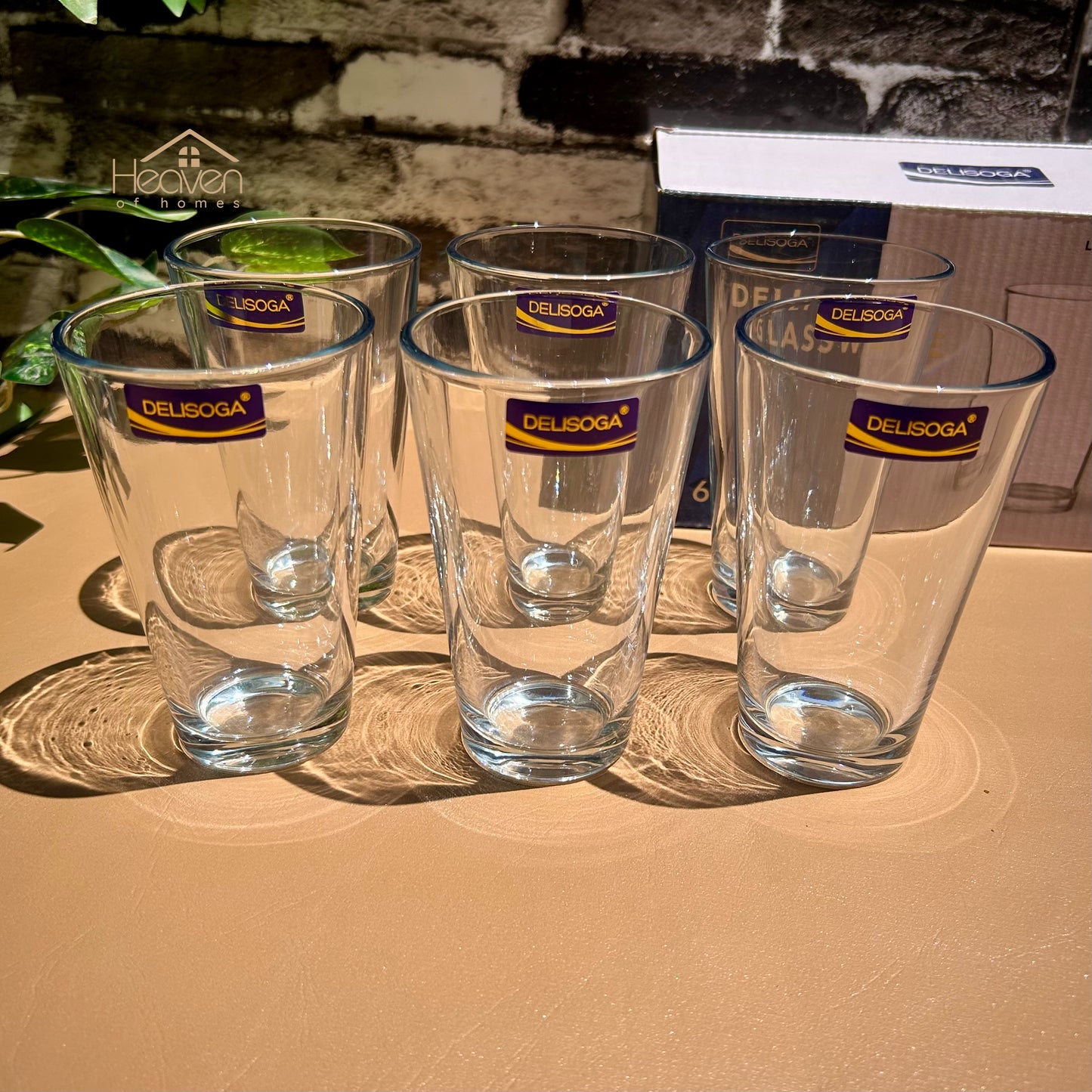 Delisoga® Plain Drinking Glasses Set - 6-Piece Everyday Collection | Elegant 320 ml Tumblers - Heaven of homes - Sale Pakistan