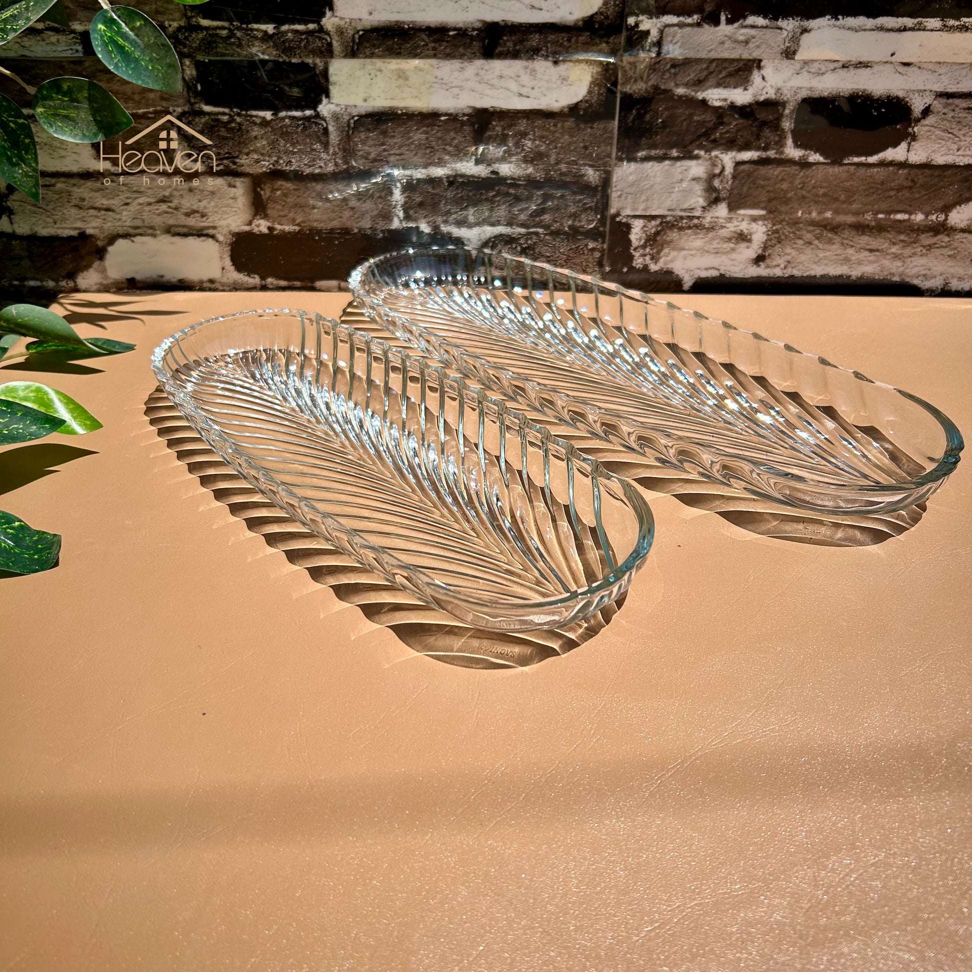 Heaven® Set of 2 Kabab Dish Clear Glass Serving Tray Barbeque Dish BBQ Platter - Heaven of homes - Sale Pakistan