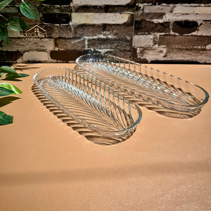 Heaven® Long Dish Clear Glass Serving Tray Barbeque Dish BBQ Platter