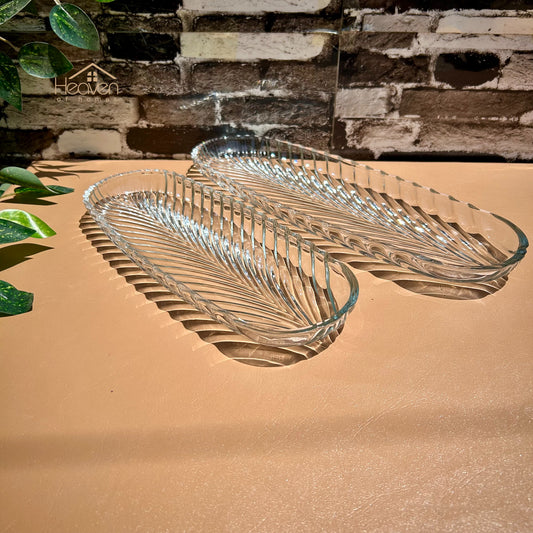 Heaven® Long Dish Clear Glass Serving Tray Barbeque Dish BBQ Platter - Heaven of homes - Sale Pakistan