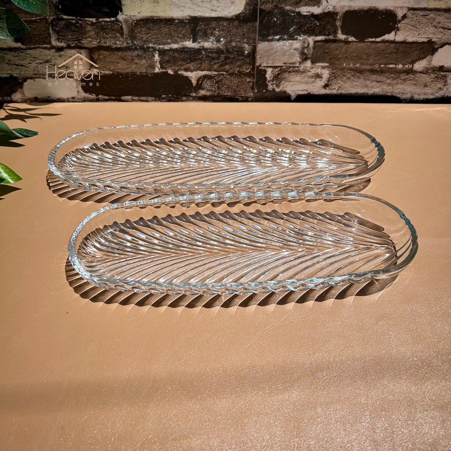 Heaven® Set of 2 Kabab Dish Clear Glass Serving Tray Barbeque Dish BBQ Platter - Heaven of homes - Sale Pakistan