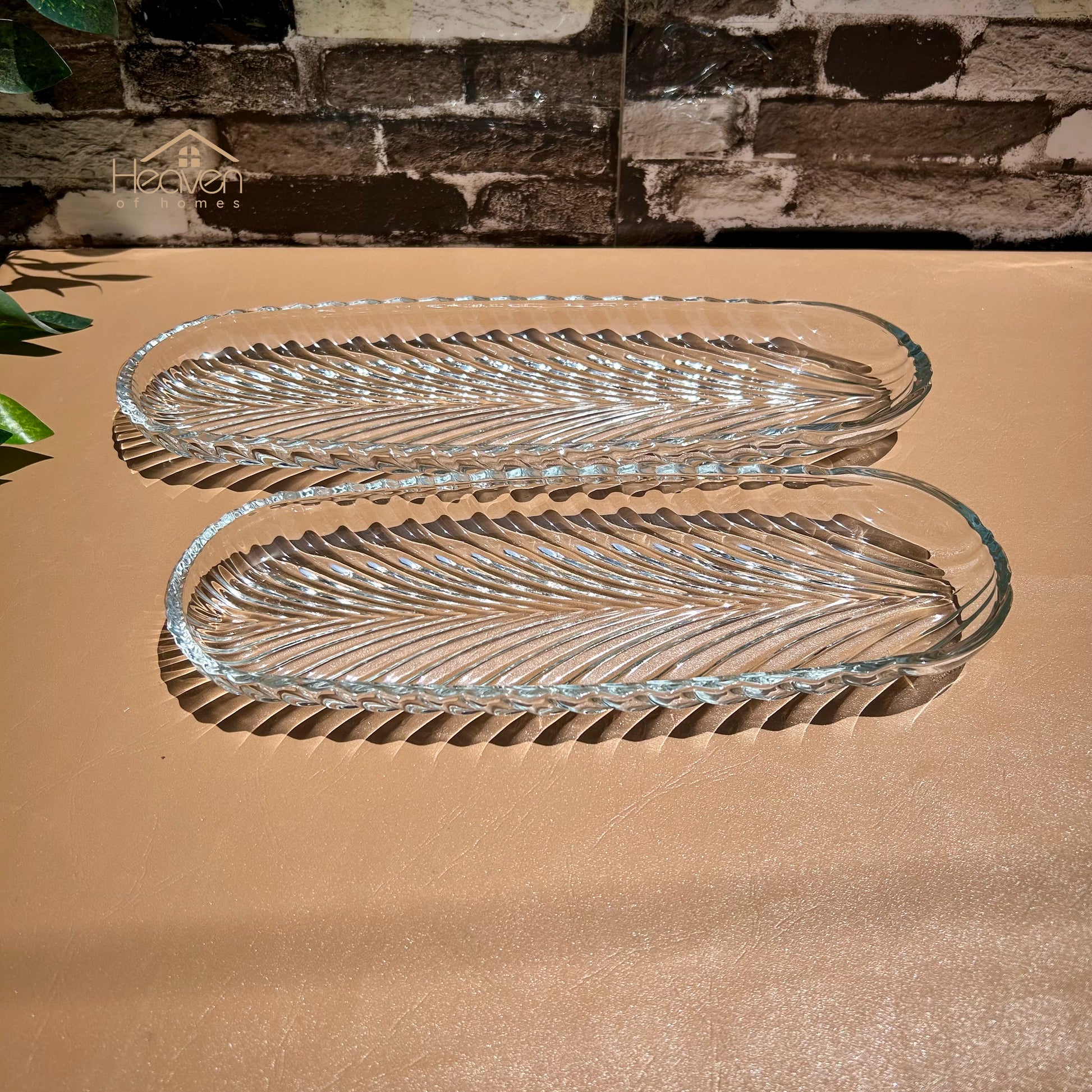 Heaven® Set of 2 Kabab Dish Clear Glass Serving Tray Barbeque Dish BBQ Platter - Heaven of homes - Sale Pakistan