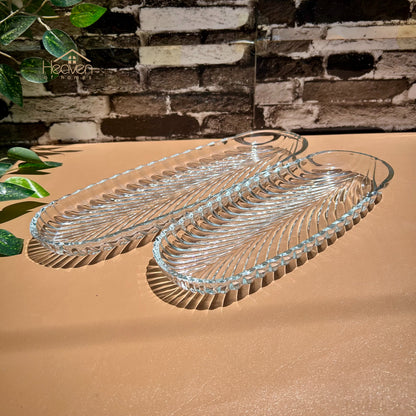 Heaven® Long Dish Clear Glass Serving Tray Barbeque Dish BBQ Platter
