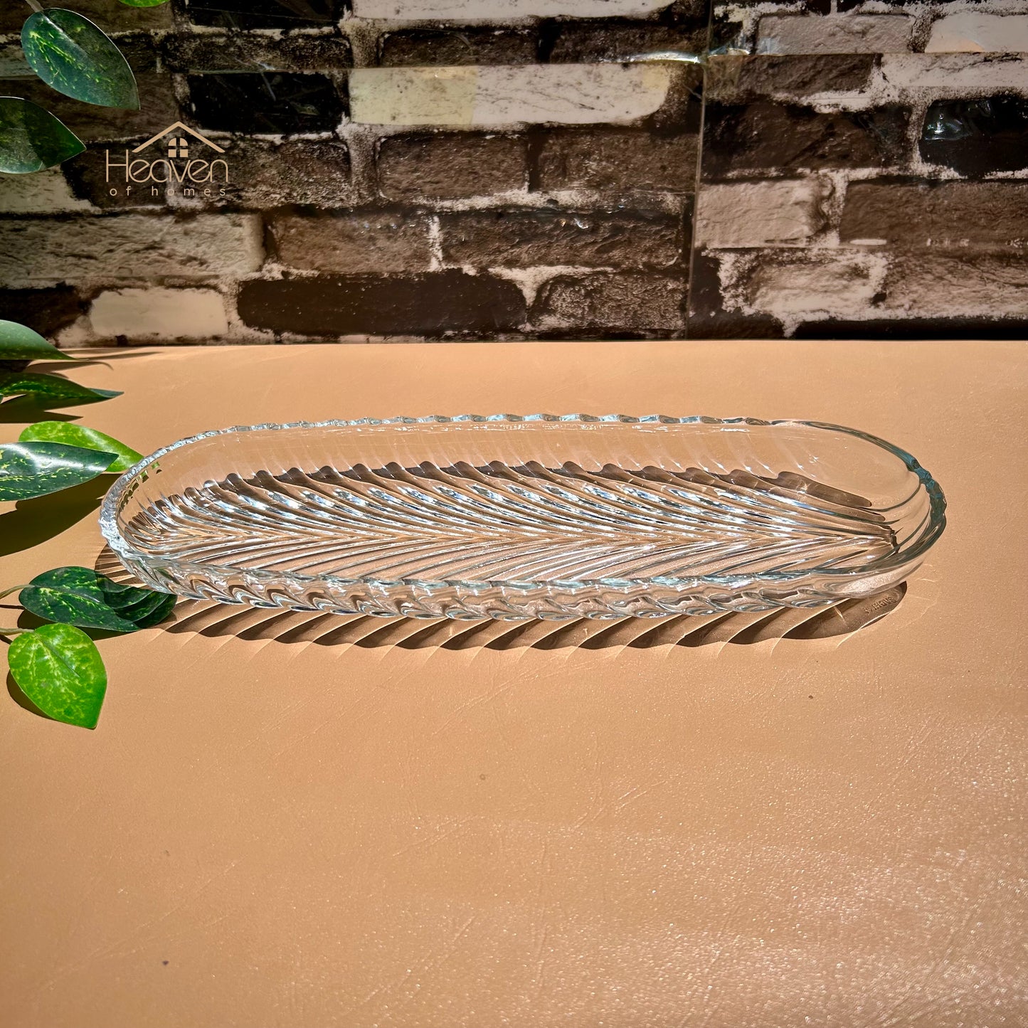 Heaven® Long Dish Clear Glass Serving Tray Barbeque Dish BBQ Platter