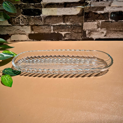 Heaven® Long Dish Clear Glass Serving Tray Barbeque Dish BBQ Platter